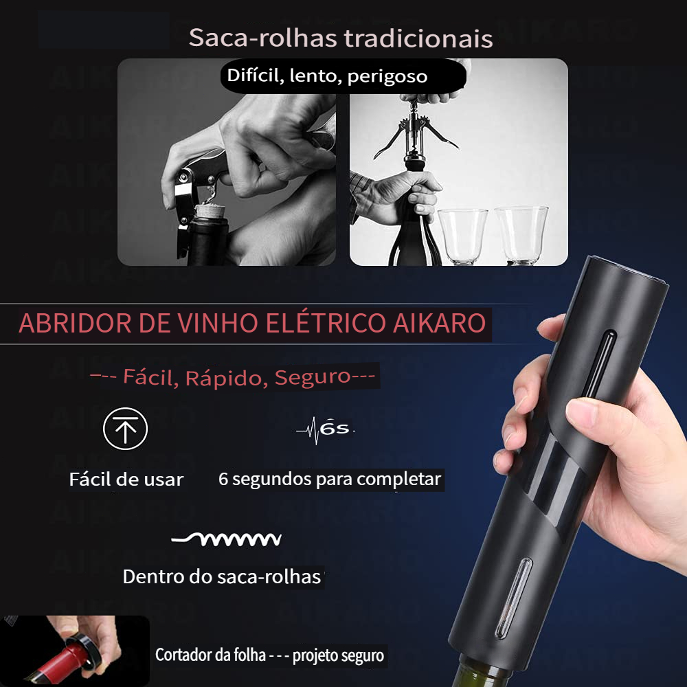 Abridor De Vinho Automático Elétrico Saca Rolha A Pilha Presente Moderno Para Casa