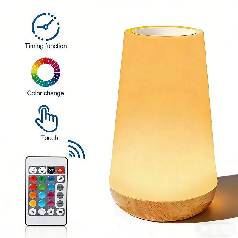 Luminária LED RGB Recarregável com Controle Remoto e Toque – Luz Noturna Decorativa Colorida