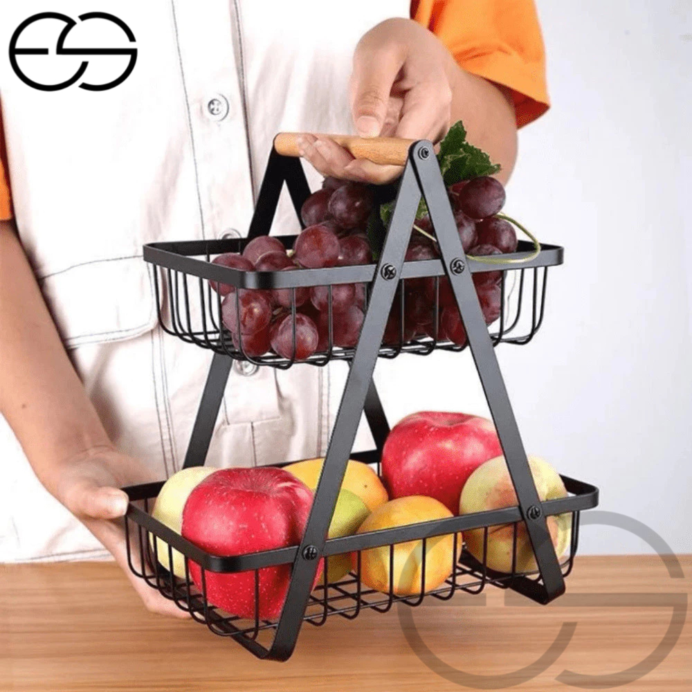 Fruteira de Mesa ou Cesto Multiuso Cesta de metal portátil Organizador para Casa Cozinha Escritório ES