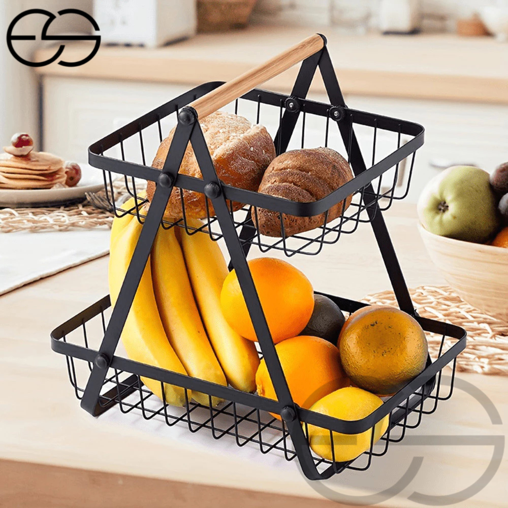 Fruteira de Mesa ou Cesto Multiuso Cesta de metal portátil Organizador para Casa Cozinha Escritório ES