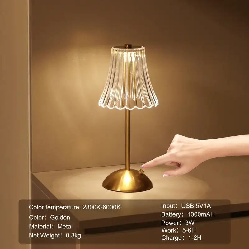 Lâmpada Abajur Mesa Com Barra Led Sensor Toque De Luz Quarto Sem Fio 3 Cores