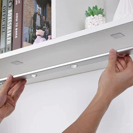 Ultra fino diodo emissor de luz 30/40/60cm armário lâmpada pir sensor de movimento sem fio usb recarregável luz