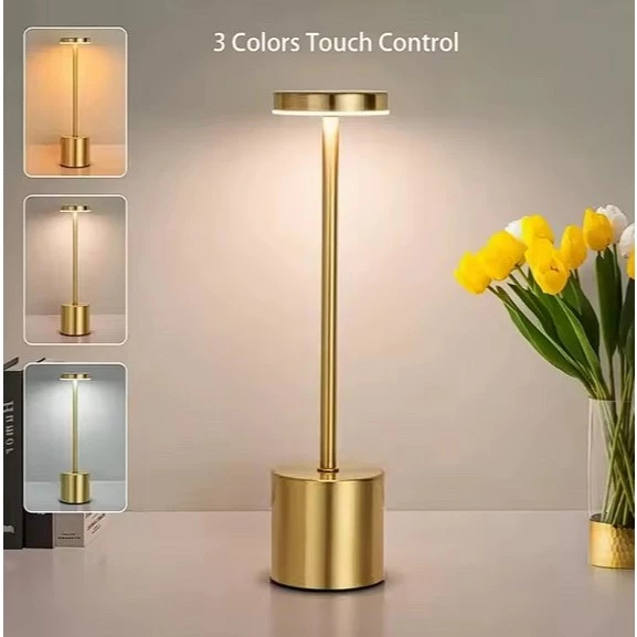 Abajur de Mesa LED com Sensor de Toque – Luminária Moderna Dimerizável Luz Quente para Quarto e Decoração