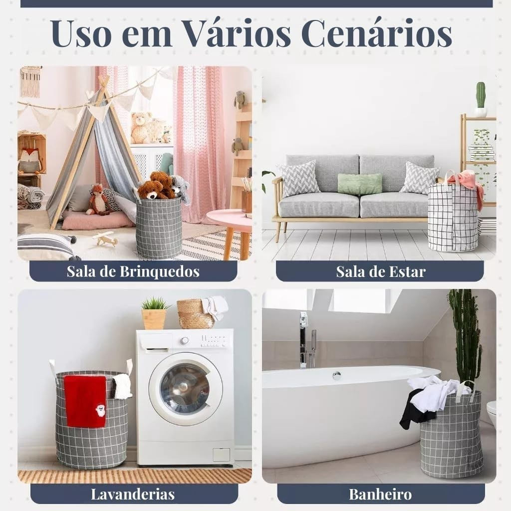 Cesto De Roupas Dobrável Multiuso 40Litro – Impermeável Compacto E Versátil 40L Para Roupa Calça
