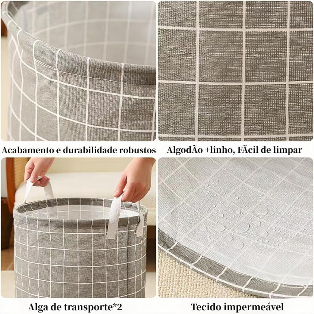 Cesto De Roupas Dobrável Multiuso 40Litro – Impermeável Compacto E Versátil 40L Para Roupa Calça