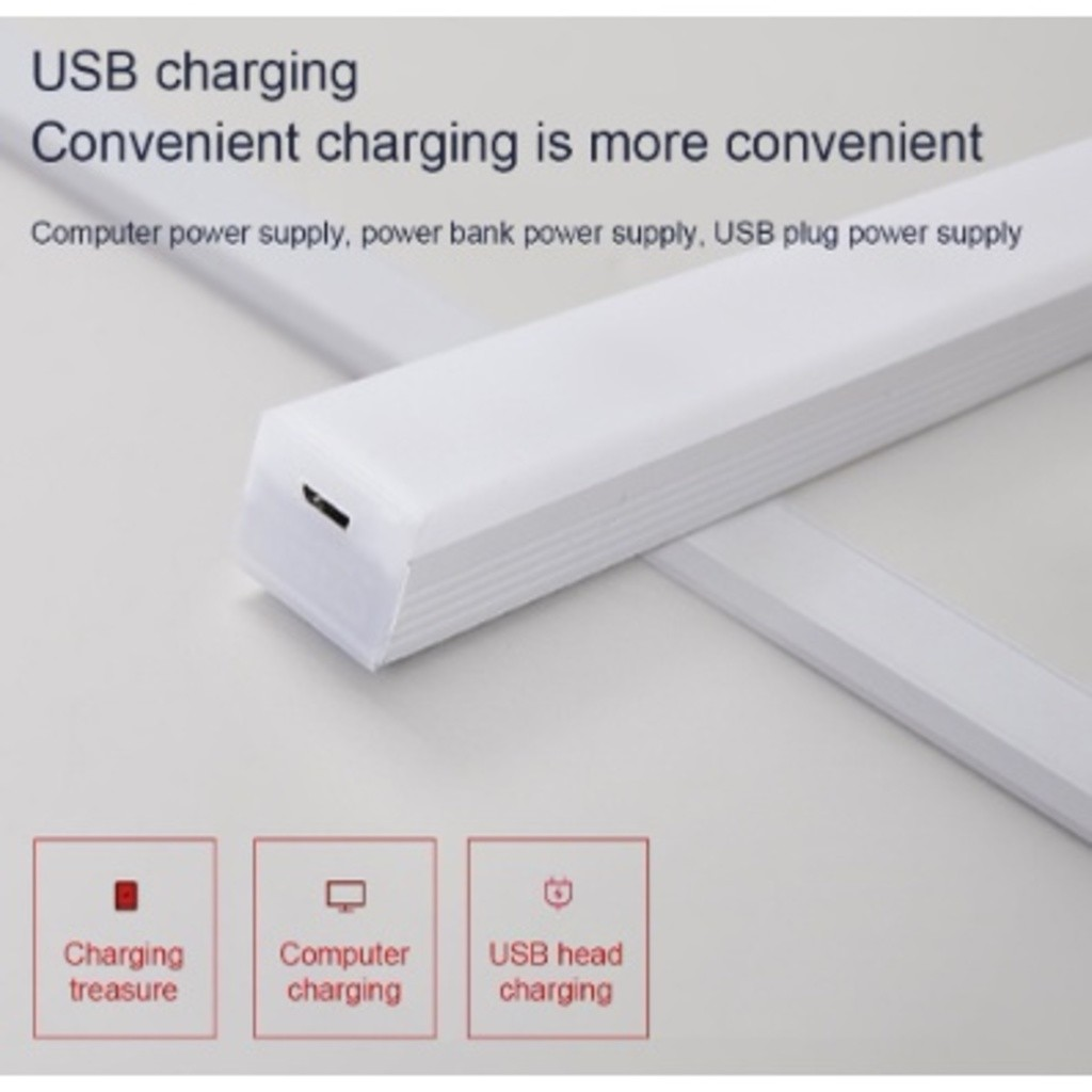 Lâmpada noturna LED com sensor sem fio USB recarregável cozinha guarda-roupa