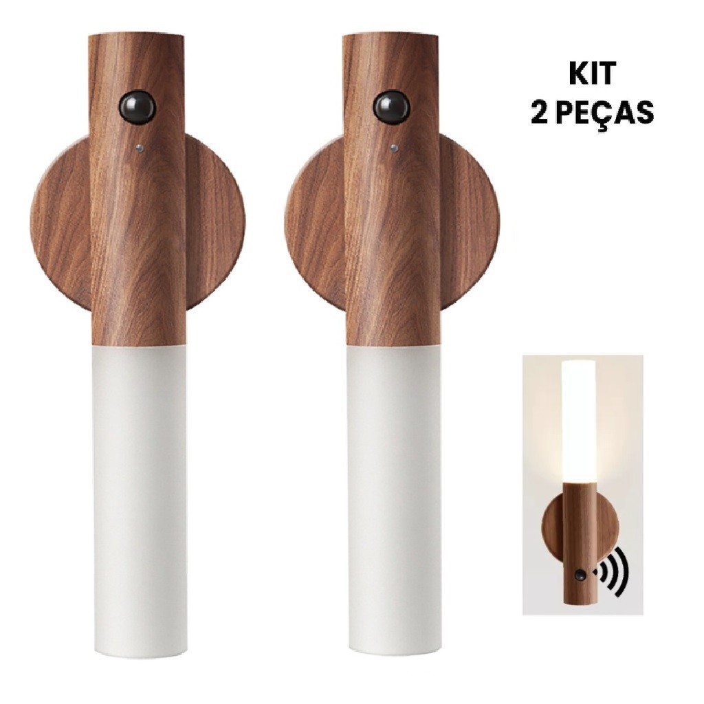 Luminária LED Recarregável com Sensor de Movimento – Luz Noturna Magnética USB para Parede e Quarto