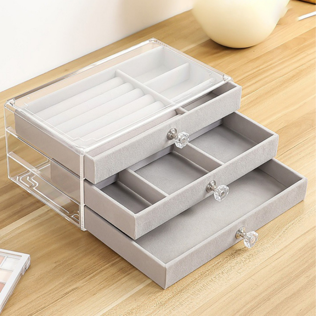 Porta-Joias Acrílico Luxo com 3 Camadas – Organização Elegante e Proteção Completa