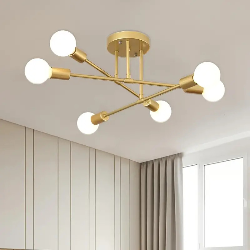 Lustre Moderno Sputnik 6 Luzes Luminária Teto Sala Jantar Decoração Luxo