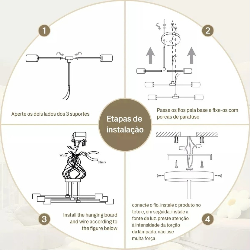 Pendente Lustre Sputnik Prêmio 6 Lampadas para sala de jantar home office quarto cozinha e comercio