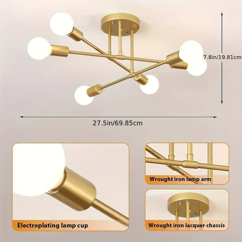 Pendente Lustre Sputnik Prêmio 6 Lampadas para sala de jantar home office quarto cozinha e comercio