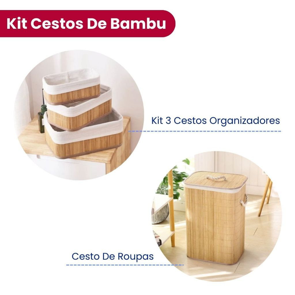 Cesto de Roupas em Bambu com Tampa – Organização Elegante e Natural para Sua Casa