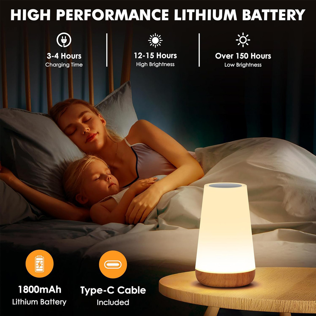 Luz Noturna De Controle Remoto Com Toque De Recarregável Luminária de 13 cores