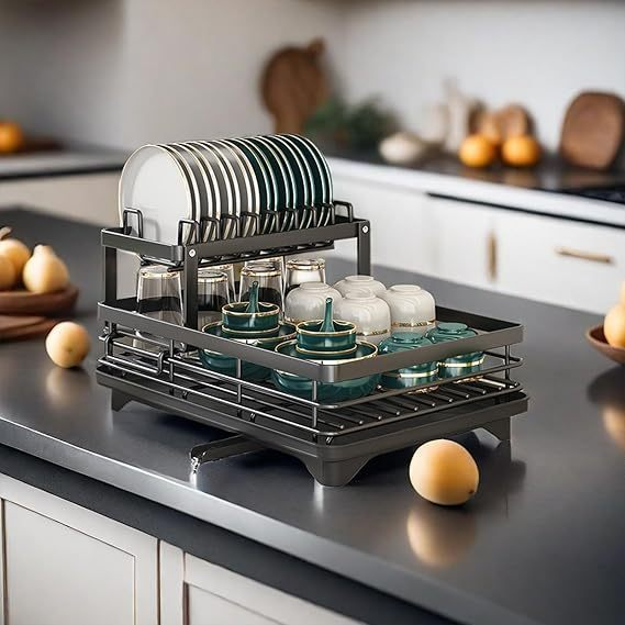 Escorredor de Louças Rack Aço Carbono Organizador Cor Preto