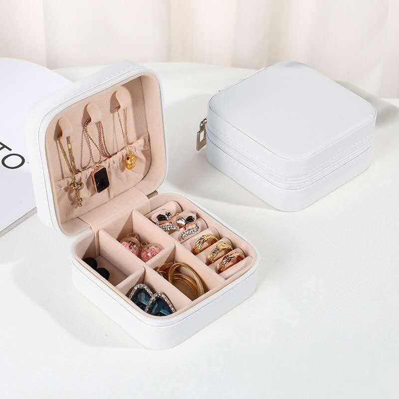 Porta-Joias Duplo com Divisórias – Organize e Proteja Suas Joias com Elegância (Compacto e Portátil)