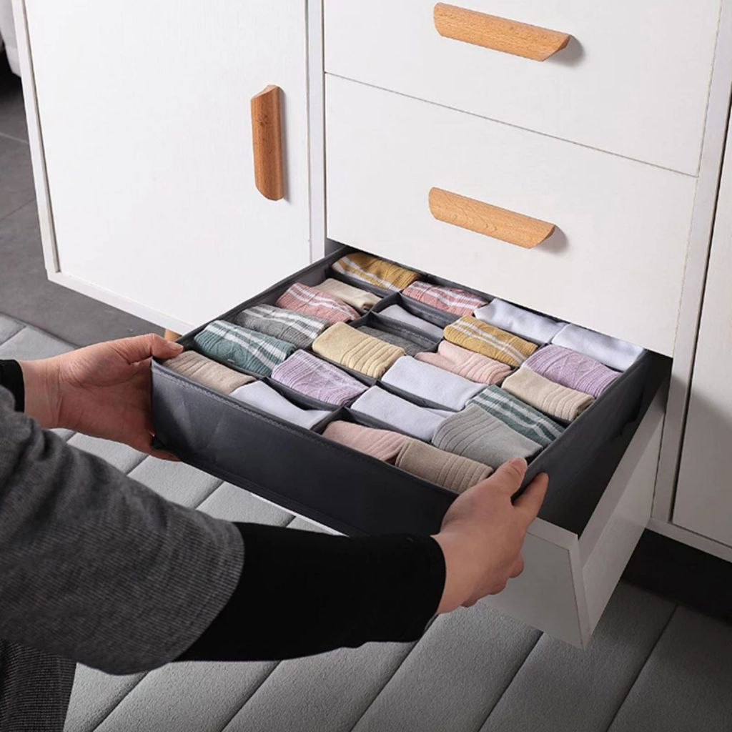 Organizador Dobrável 24 Compartimentos para Roupas Meias Cuecas Calcinhas Lingerie Armários Gavetas