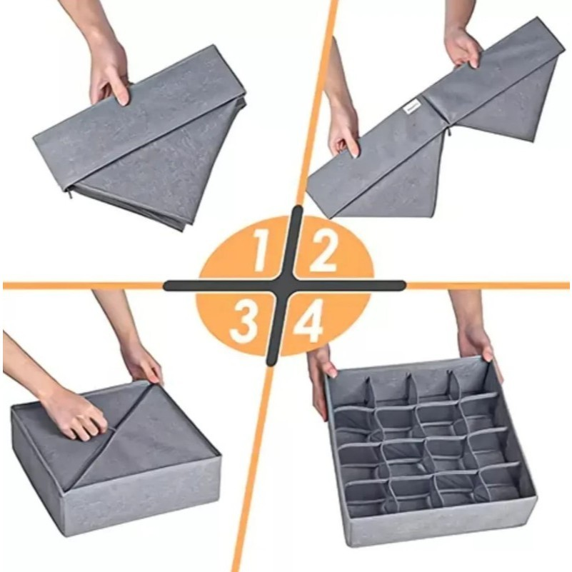 Organizador Dobrável 24 Compartimentos para Roupas Meias Cuecas Calcinhas Lingerie Armários Gavetas