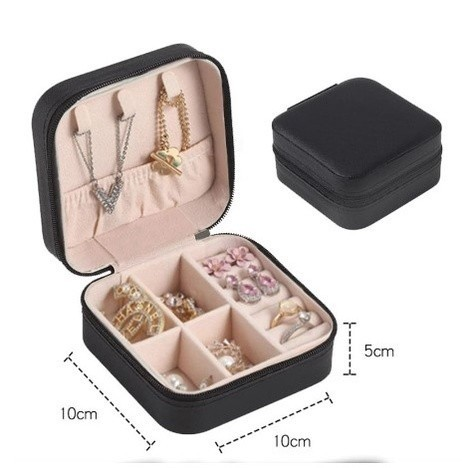 Porta-Joias Duplo com Divisórias – Organize e Proteja Suas Joias com Elegância (Compacto e Portátil)