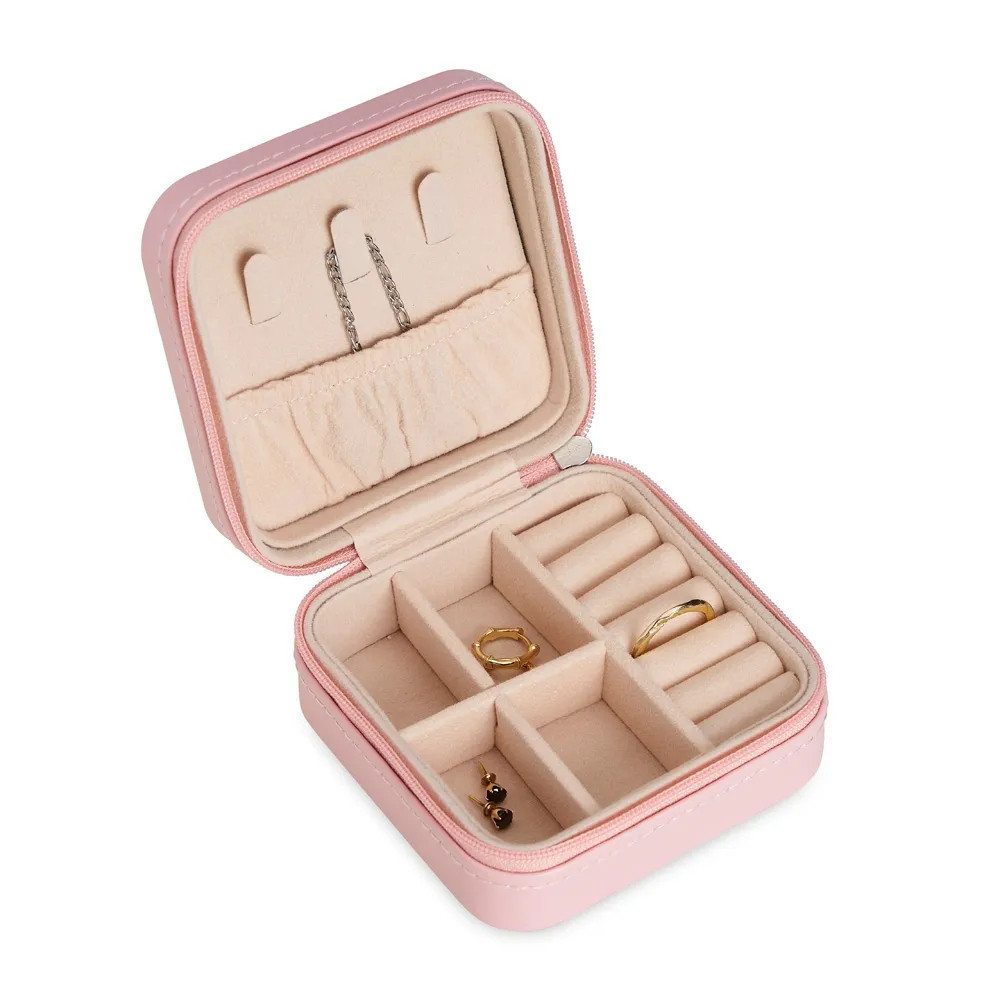 Porta-Joias Duplo com Divisórias – Organize e Proteja Suas Joias com Elegância (Compacto e Portátil)