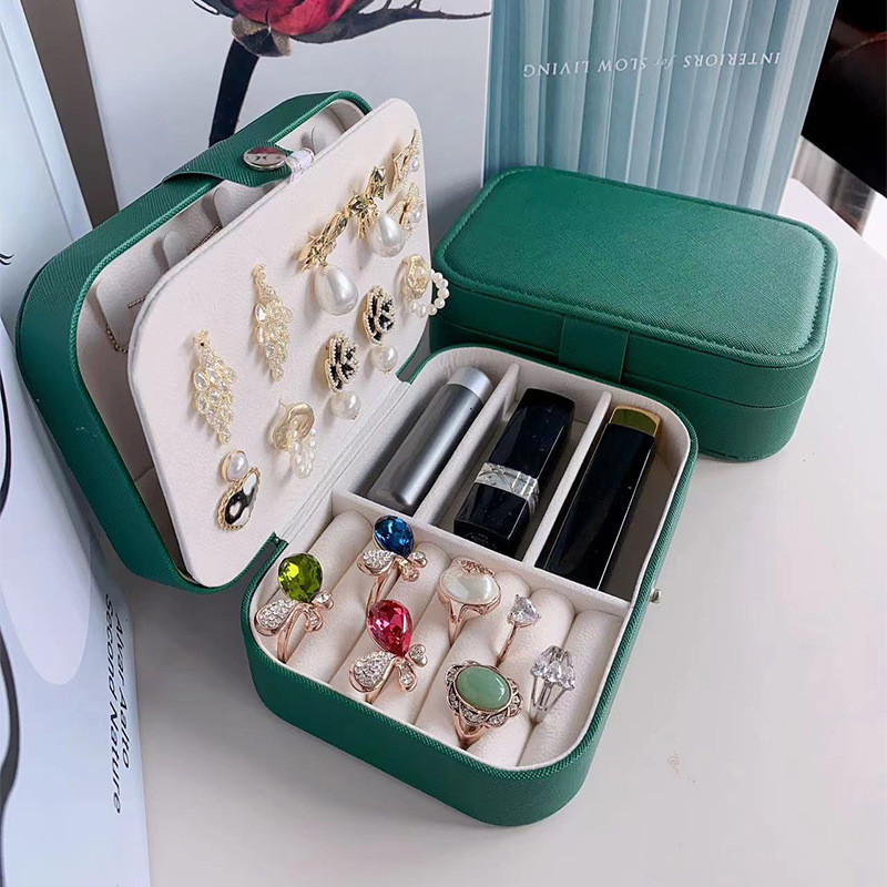 Porta-Joias Duplo com Divisórias – Organize e Proteja Suas Joias com Elegância (Compacto e Portátil)