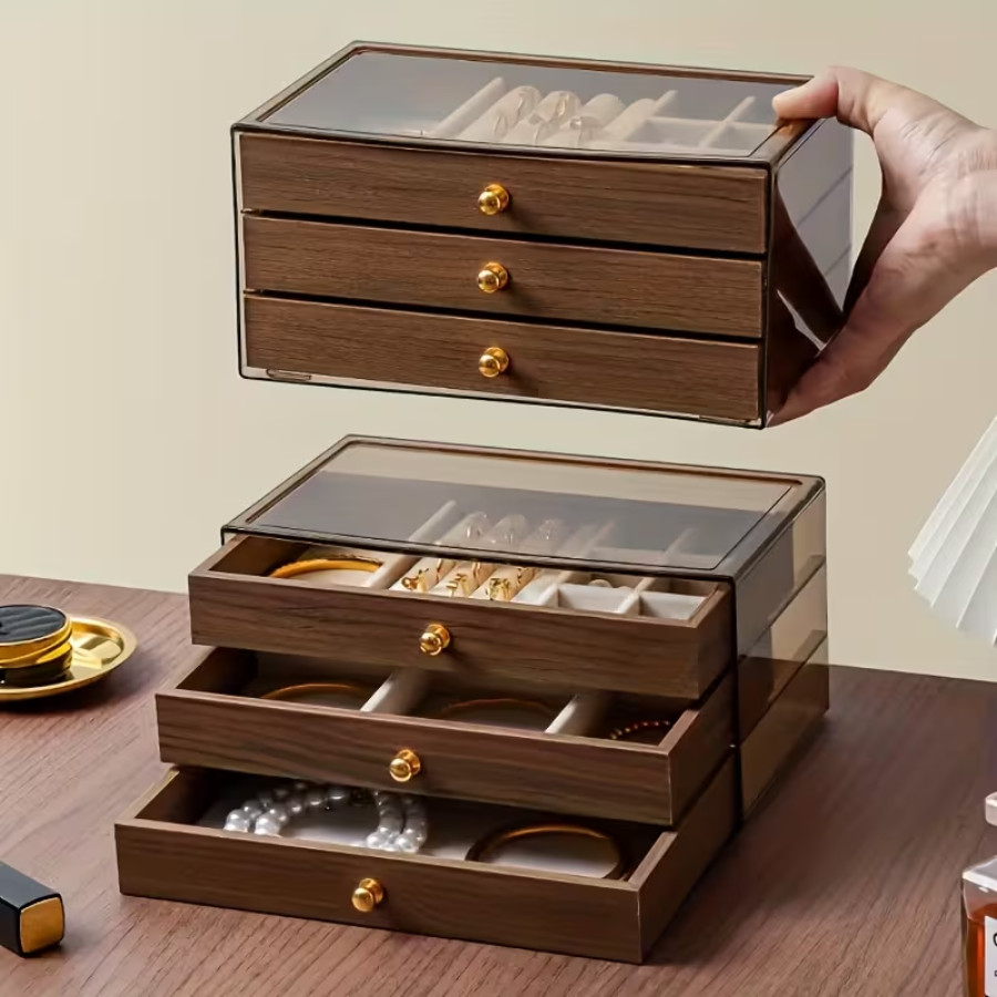 Porta-Joias Acrílico Luxo com 3 Camadas – Organização Elegante e Proteção Completa